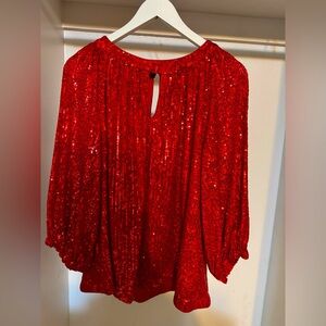 Valentine’s Red sequin blouse.